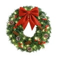 thumbnail image 1 of JVBTVB 40cm Christmas Wreath with LED Lights, Rattan Door Hanging Decor with Red Bow, Pinecones and Berries for Holiday Christmas Decorations, 1 of 6