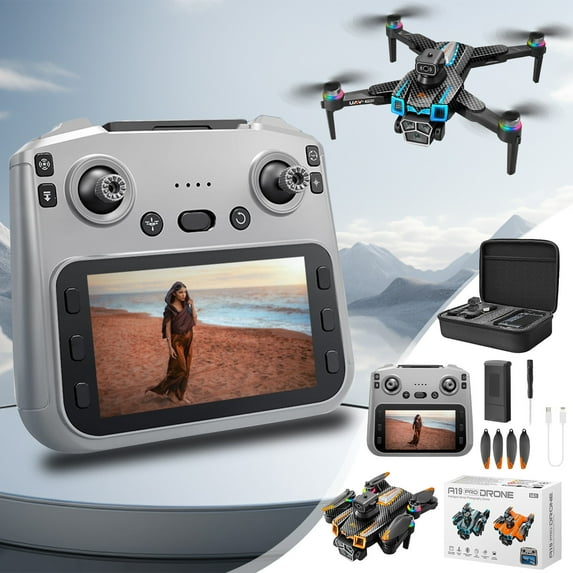 JVBTVB 5.9 Inch Screen Drone with 1080P HD FPV Camera, Brushless Motor RC Quadcopter, Auto Hover & 360° Obstacle Avoidance, 17min Flight, No Registration for Teens Adults