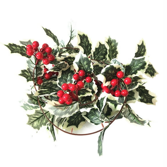 JVBTVB 6.56ft Christmas Red Berry Vine with 20 LED Warm White String Lights Flexible Holiday Garland for Fireplace, Staircase, Window, Indoor