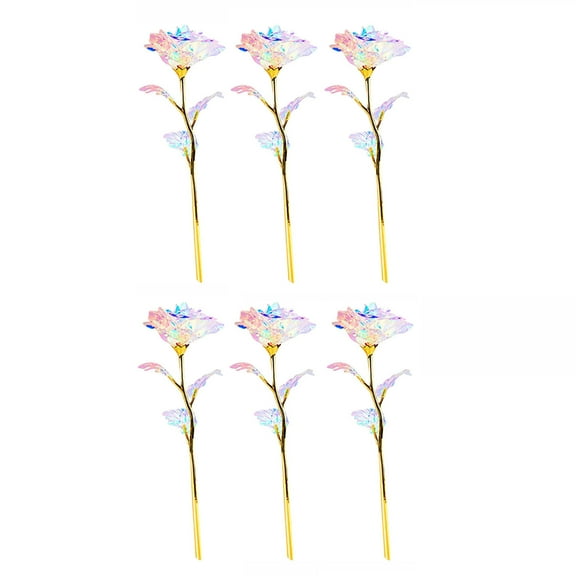 JVBTVB 6-Pack Luminous Artificial Roses Glowing Foil-Plated Silk Rose Bouquet for Valentines Day, Mothers Day & Anniversary Gifts, Home & Wedding Decor, Non-Wilting Romantic Floral Arrangement