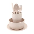 thumbnail image 1 of JVBTVB 6-Piece Wheat Straw Tableware Set, Portable Bowl Cup Plate Spoon Fork Chopsticks for Home Camping Travel, Heat-Resistant & Stackable Eco-Friendly Cutlery, 1 of 6