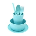 thumbnail image 1 of JVBTVB 6-Piece Wheat Straw Tableware Set, Portable Bowl Cup Plate Spoon Fork Chopsticks for Home Camping Travel, Heat-Resistant & Stackable Eco-Friendly Cutlery, 1 of 5