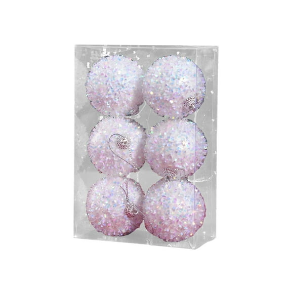 JVBTVB 6Pcs Christmas Ornaments Set, 6 Inch Foam Decorative Balls with Reflective Strips, Lightweight Holiday Tree Decor for Indoor Outdoor Christmas Decorations