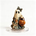 thumbnail image 1 of JVBTVB Acrylic Ghost Ornament Halloween Tabletop Decor Cute Blue Floral Ghost Figurine with Pumpkin Bucket for Mantel Shelf Fall Home Party Display, 1 of 6