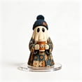 thumbnail image 1 of JVBTVB Acrylic Ghost Ornament Halloween Tabletop Decor Cute Blue Floral Ghost Figurine with Pumpkin Bucket for Mantel Shelf Fall Home Party Display, 1 of 6