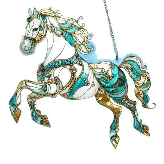 JVBTVB Acrylic Spring Horse Light Catcher Hanging Ornament Wall Window Decor for Home Festival, 7.87x7.87 inch