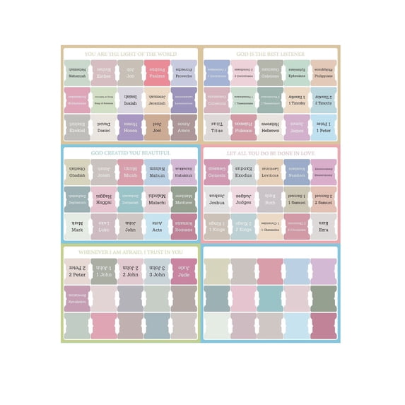 JVBTVB Bible Index Tabs, Bible Study Guide with Book Labels & Blank Tabs for Easy Scripture Navigation, Self-Adhesive and Removable, 6 Sheets 7.87 x 1. 57 Inch (20x4cm)