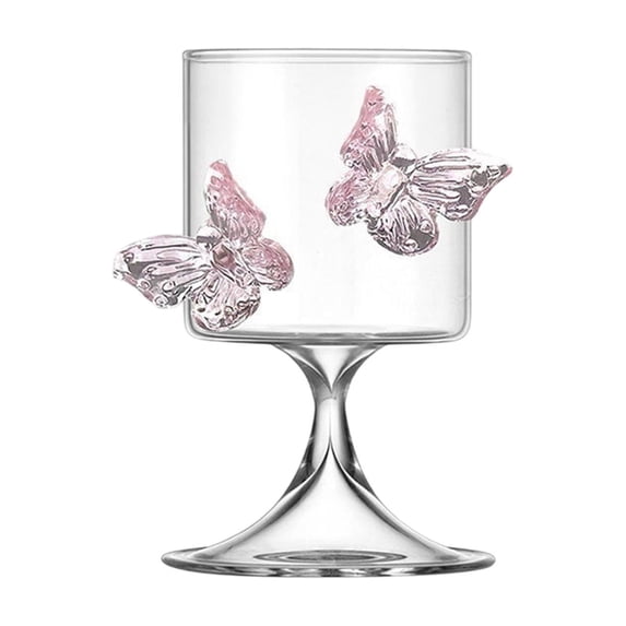JVBTVB Butterfly Champagne Flutes Set Of 2, Hand-Blown Glass Valentine'S Day Wine Glasses With Romantic Pink Butterfly Accents, Elegant Stemware For Anniversary, Wedding, Romantic Dinner Decorations