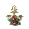 thumbnail image 1 of JVBTVB Christmas Candle Holders, Golden Iron Double Candlestick for Window Sill, Tabletop, Fireplace Mantel Holiday Decor, Vintage Festive Decorations with Embossed Design 5.91x6.69 Inch, 1 of 6