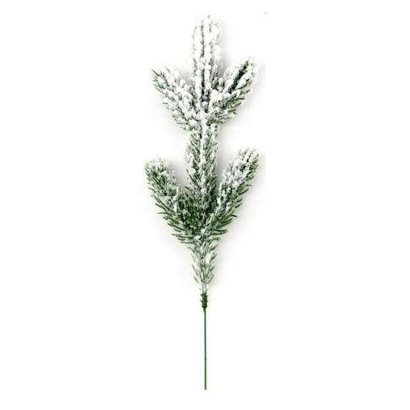 JVBTVB Christmas Flocking Pine Branches – 28.5 Inch Artificial Snow-Covered Cedar Sprigs with 5 Forks, Realistic Velvet-Touch for Holiday Wreaths