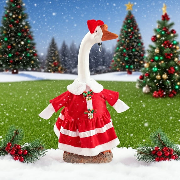 JVBTVB Christmas Geese Decorations Outdoor, Waterproof Holiday Goose Figurines Set for Yard Porch Garden Festive Decor