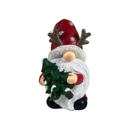 JVBTVB Christmas Gnome Decor for Table Top, Swedish Tomte Dwarf Figurine Holding Gift and Tree, 6 inch Resin Santa Claus Ornament for Indoor Home Christmas Decorations