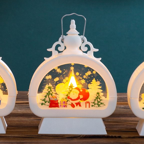 JVBTVB Christmas Portable LED Lantern for Kids, Retro-Style Hanging Holiday Decor, Festive Tabletop Tree Ornament, Battery-Powered Night Light Gift