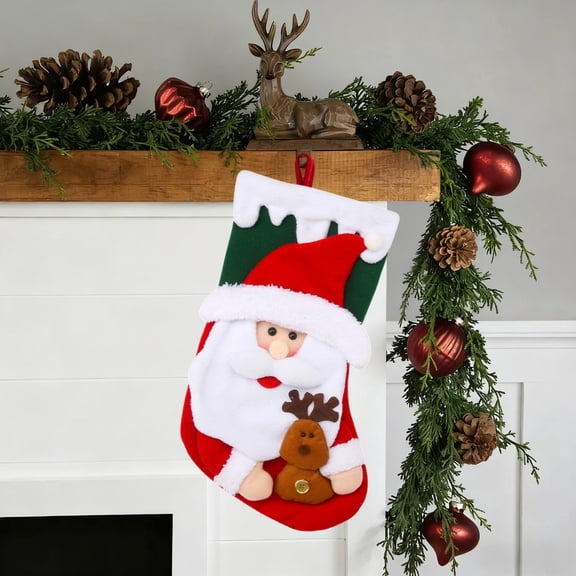 JVBTVB Christmas Stocking Gift Bag for Kids, Reusable Santa Claus Decoration, Large Capacity Holiday Stocking for Candy and Toys