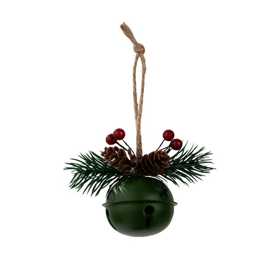 JVBTVB Christmas Tree Bells Pendant Decorations - Iron Wind Chime Hanging Ornaments with Star & Pine Cone for Home, Xmas Gift (5.9 inch)
