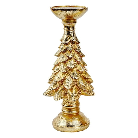 JVBTVB Christmas Tree Candlestick Holder 10.8 Inch Resin Base Handcrafted Tabletop Centerpiece Holiday Decor for Festive Mantel Shelf Display Eco-Friendly Gift