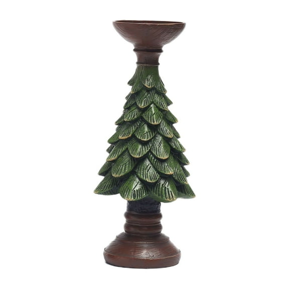 JVBTVB Christmas Tree Candlestick Holder 10.8 Inch Resin Base Handcrafted Tabletop Centerpiece Holiday Decor for Festive Mantel Shelf Display Eco-Friendly Gift
