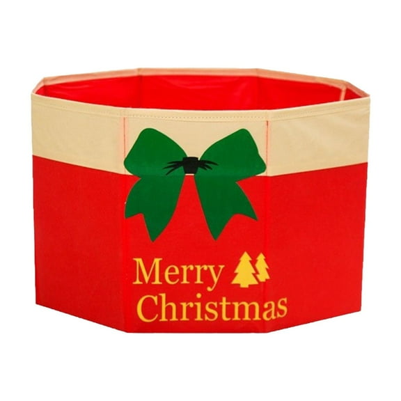 JVBTVB Christmas Tree Collar with Bow, Decorative Storage Box Cover, Red Snowflake Tree Skirt Base Cover for Christmas Decorations, 15.74x11.81 Inches