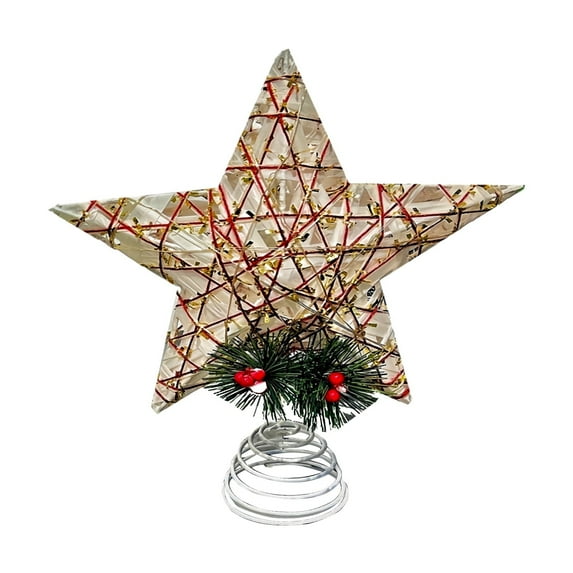 JVBTVB Christmas Tree Topper Star with Lights, Iron 5 Point Lighted Star Tree Topper for Xmas Tree Decor, Indoor Outdoor Holiday Decoration, Easy Install