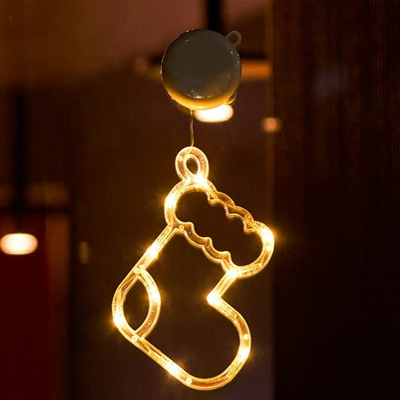 JVBTVB Christmas Window Decoration Lights with Suction Cup, Battery Operated Warm White LED Holiday Lights for Indoor Use, Featuring Tree Snowflake