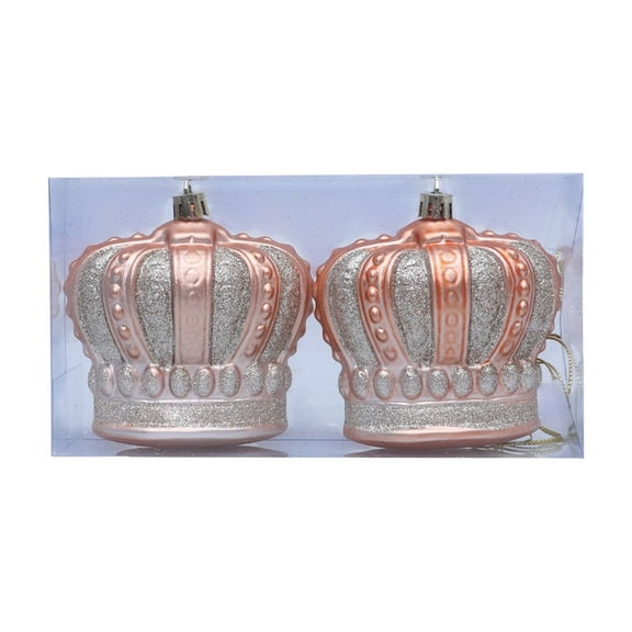 JVBTVB Crown Christmas Ball Ornaments 2-Pack, 3.74-Inch Holiday Decorative Balls for Christmas Tree Decor, Festive Hanging Decorations for Home & Party