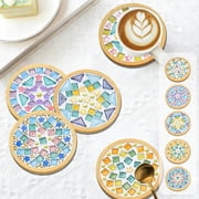 JVBTVB DIY Mosaic Cup Coaster Kit for Adults and Kids with Wooden Base, Tiles, Glue, Sealant and Tools - Complete Creative Arts and Crafts Activity Set for Beginners