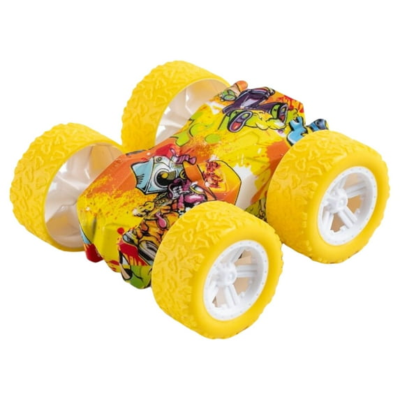 JVBTVB Double-Sided Friction Power Flip & Roll Stunt Car - No Battery Toy for Boys Age 3+, Durable Inertia Vehicle Gift