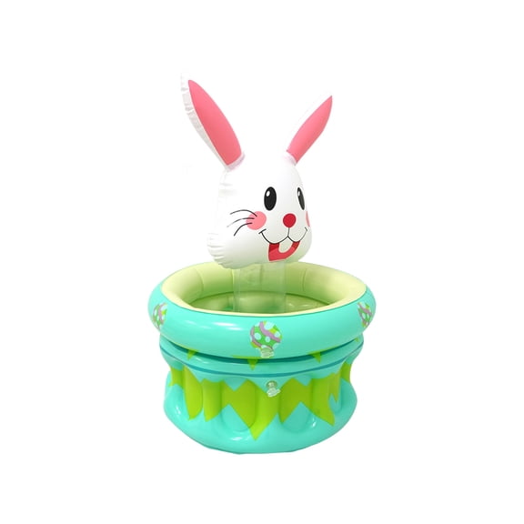 JVBTVB Easter Bunny Ice Bucket Inflatable Drink Cooler - Food Grade Safe PVC, 28x16in, for Easter Party Decorations, Outdoor Picnic, Brunch & Easter Gift