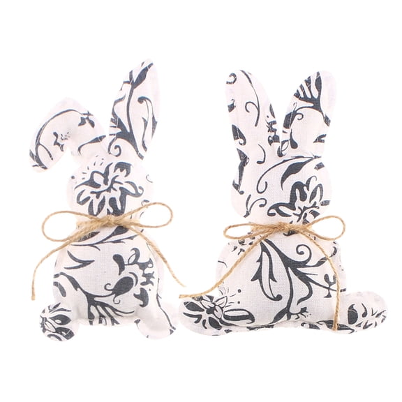 JVBTVB Easter Decorations Porcelain Style Fabric Bunny Figurine, Chinese Style Fabric Craft Ornament for Home, Table, Mantle Easter Party Decor
