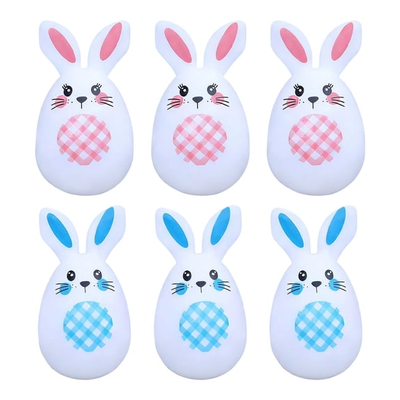 JVBTVB Easter Eggs (6 Pack) - Bunny Decorated, Fillable And Twistable Cute Eggs for Home Party, Easter Egg Hunt, Classroom Activities - 3.2in Tall