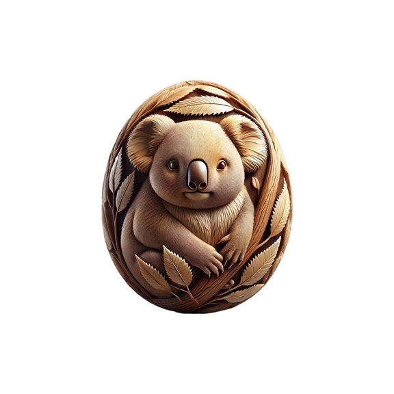 JVBTVB Easter Eggs Decorations, Hand-Carved 3D Animal Pattern Resin Eggs for Home Table Centerpiece, Perfect Easter Gift with Gift Box, Brown, 3.15in