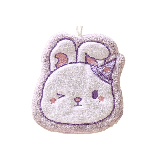 JVBTVB Easter Hand Towels, Super Absorbent Coral Fleece Dish Cloths with Hanging Loop, Purple Easter Bunny Decorative Kitchen Towels for Home, Kitchen, Bathroom, Party & Gift