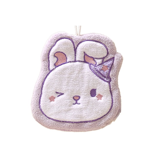 JVBTVB Easter Hand Towels, Super Absorbent Coral Fleece Dish Cloths with Hanging Loop, Purple Easter Bunny Decorative Kitchen Towels for Home, Kitchen, Bathroom, Party & Gift