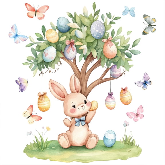 JVBTVB Easter Window Clings - Cute Bunny, Easter Eggs & Tree Decor, Static Cling Stickers for Window Glass Door, 12x12 inch, Multicolor Spring Home Office Classroom Party Decorations