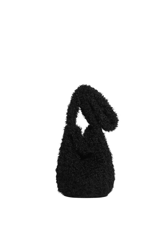 Faux Fur Tote Bag for Women Soft Fuzzy Shoulder Purse Cute Bunny Ears Handbag Large Capacity Winter Crossbody Work Travel