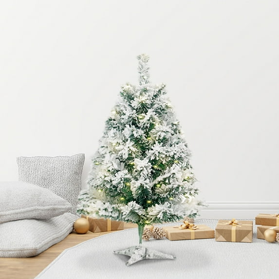 JVBTVB Flocked LED Christmas Tree with Hinged Branches – Pre-Lit Artificial Holiday Tree for Home, Office & Xmas Party Decor, 45” to 47” Options, Realistic Spruce Look, Easy 3-Step Setup