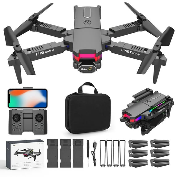 JVBTVB Foldable Dual 4K Camera Drone with WiFi FPV, Altitude Hold, 3 Batteries 30+ Min Flight, Spare Blades & Bag - Remote Control Quadcopter for Teens Adults