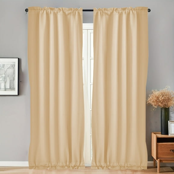 JVBTVB French Door Curtains 40x25 Inch Thermal Insulated Rod Pocket Panels for Sliding Doors & Windows, Solid Color Polyester Drapes Ready to Hang