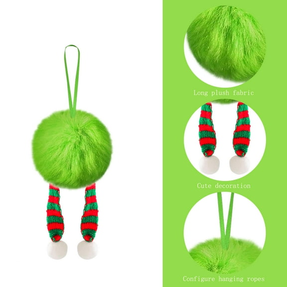 JVBTVB Furry Christmas Ornaments Green Pomander Balls with Ribbon Hanging Decor for Tree Wreath Party Festival Home Decorations