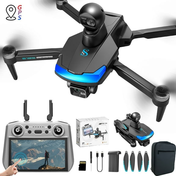 JVBTVB GPS Drone with Obstacle Avoidance, 2.7K HD Camera, 7.2" Screen Remote, 5000m Range, 25 Min Flight, Brushless Motor