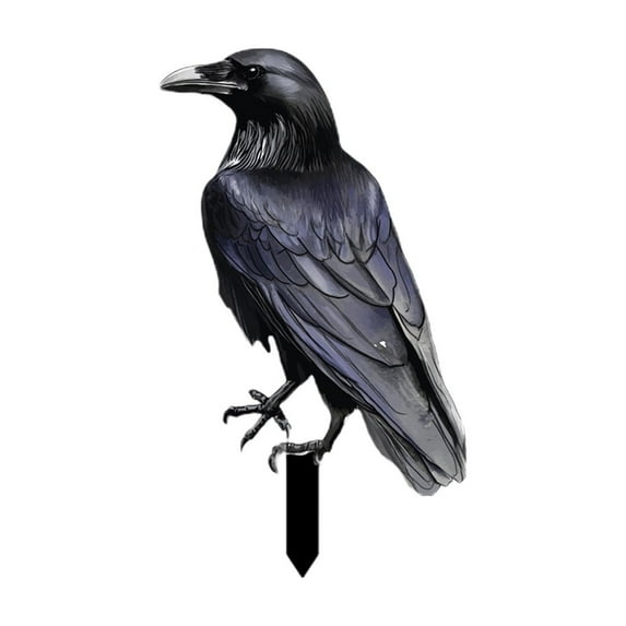 JVBTVB Halloween Crow Decorations Outdoor, Black Bird Yard Stake for Garden Party Christmas Tree Topper, Spooky Themed Display Accessories, 11.8 Inch Plastic Raven Ornament