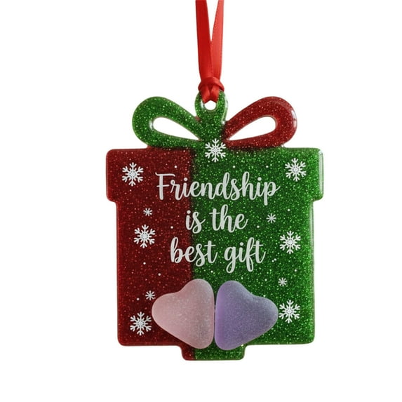 JVBTVB Handmade Sea Glass Christmas Ornament, Heart-Shaped Friendship Gift for Sister Best Friend, Unique Holiday Tree Decoration