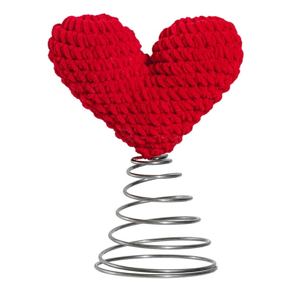 JVBTVB Heart-Shaped Knitted Christmas Tree Topper Soft Yarn Holiday Tree Decoration for Festive Home & Tree Styling, Handmade-Look Ornament for Christmas Gifting (1 Pack)