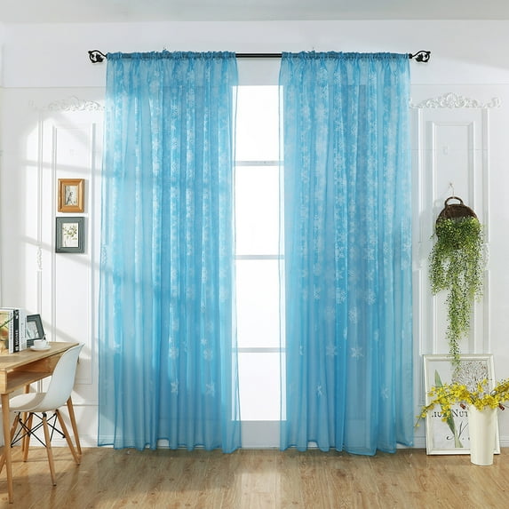 JVBTVB Holiday Snowflake Voile Curtain 2 Panels, 39"x106", Elegant Window Drape for Soft Light Filtering and Festive Home Decor