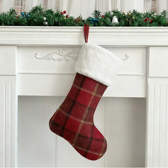 JVBTVB Jumbo Christmas Stocking for Fireplace Mantel Decor, Oversized Xmas Sock with Ample Storage for Candy, Gifts, Durable Polyester