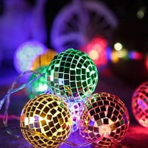 JVBTVB LED Mirror Ball String Lights 2ft with 10 Ultra-Bright Constant-On Bulbs, Battery Operated Reflective Party Decor for Wedding, Christmas