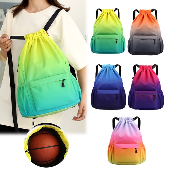 JVBTVB Large Capacity Drawstring Backpack for Gym Sports, 25L Nylon Drawstring Bag with Adjustable Shoulder Straps for Men Women, Lightweight Backpack for Outdoor Hiking Camping Travel
