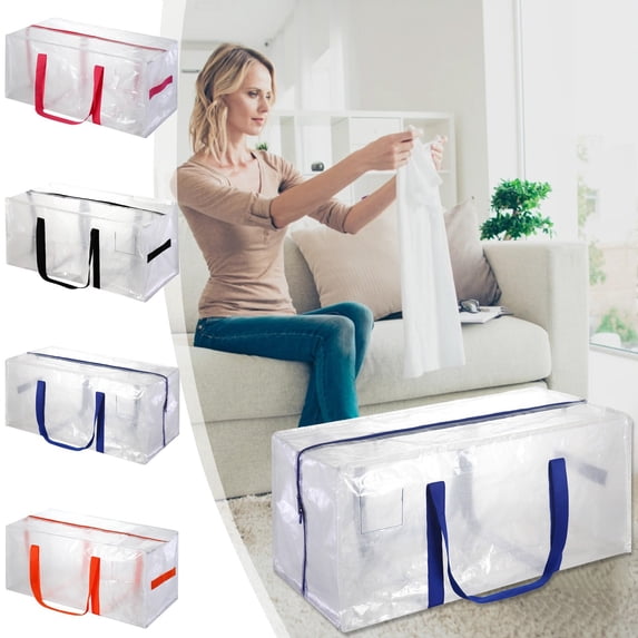 JVBTVB Large Capacity Moving Bags 87L Heavy Duty Water Repellent Storage Bags with Handles and Double Zipper, Plastic Clothes Blanket Organizer Tote for College Dorm Room 23 Gal