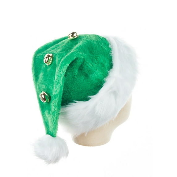 JVBTVB Large Santa Hat with Jingle Bell, Adult Christmas Hat for Parties, Soft Velour Stretchable Santa Claus Hat, Festive Xmas Decorations