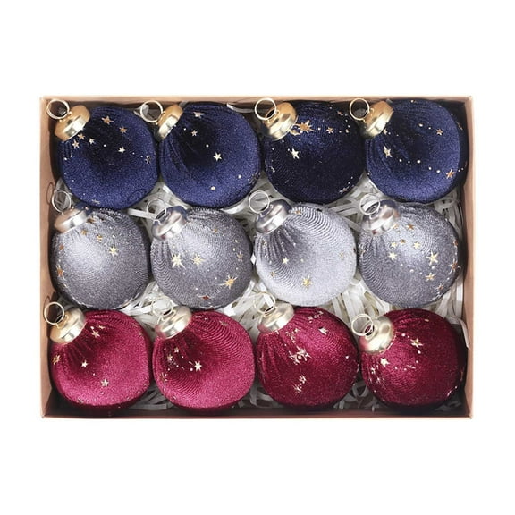 JVBTVB Luxury Velvet Christmas Ball Ornaments 12pk 35 Inch for Christmas Tree Decorations, Baby Shower Decor, Girls First Christmas, Holiday Party Supplies